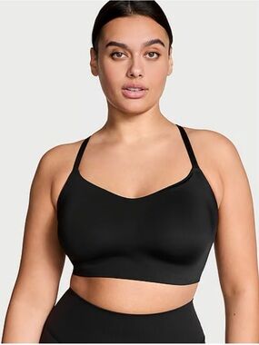 Pink Victoria’s Secret Black Seamless Sports Bra Size Large EUC
